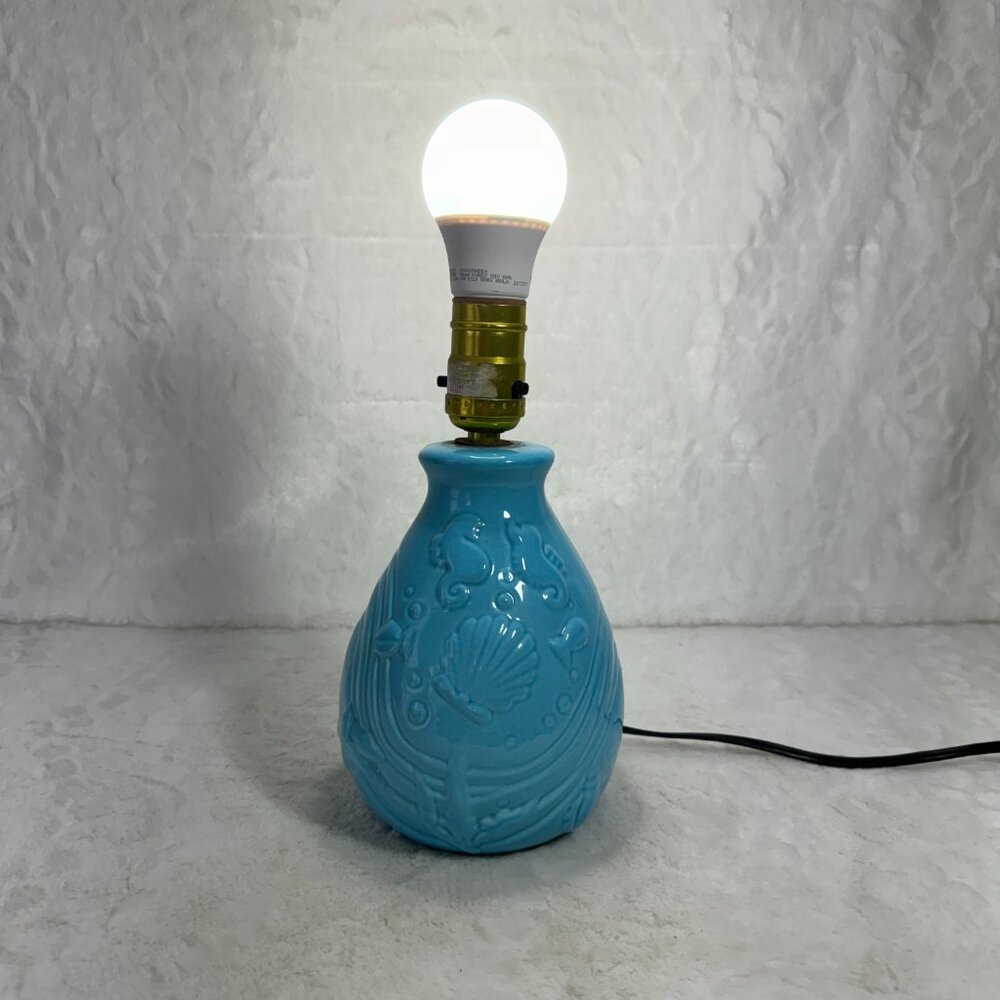 Disney Vintage Little Mermaid Lamp Blue Ceramic 1989 Base only no Shade - Picture 4 of 10